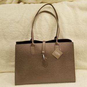 Pewter Bronze faux leather tote bag purse ulta new